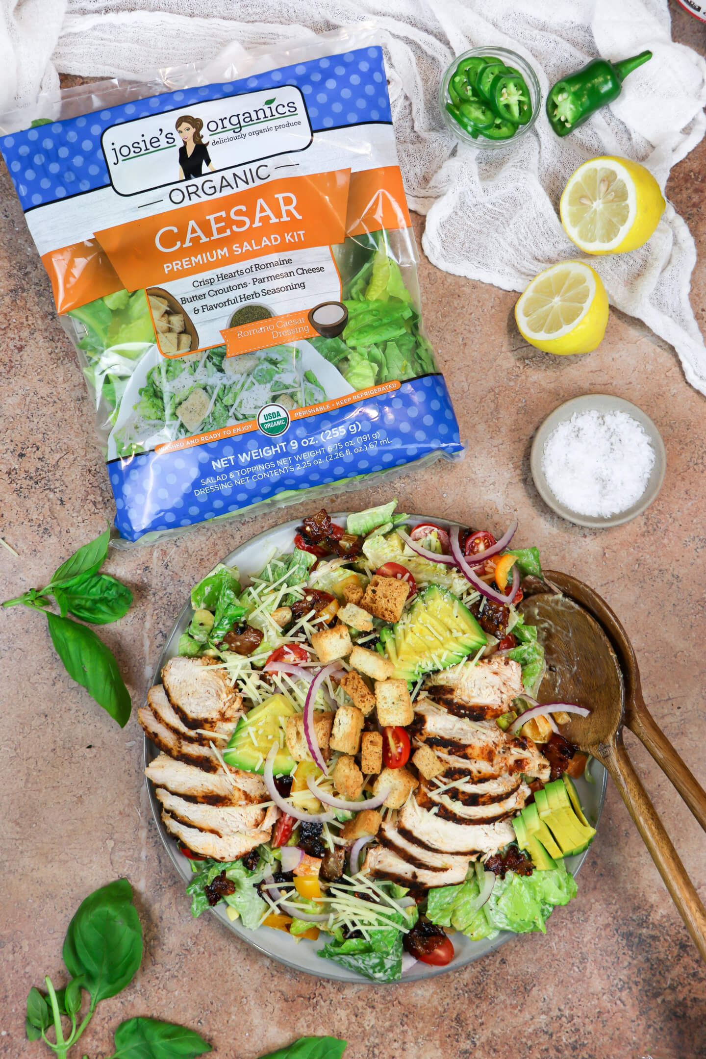 Chicken Caesar Salad w/ Spicy Peach Bacon