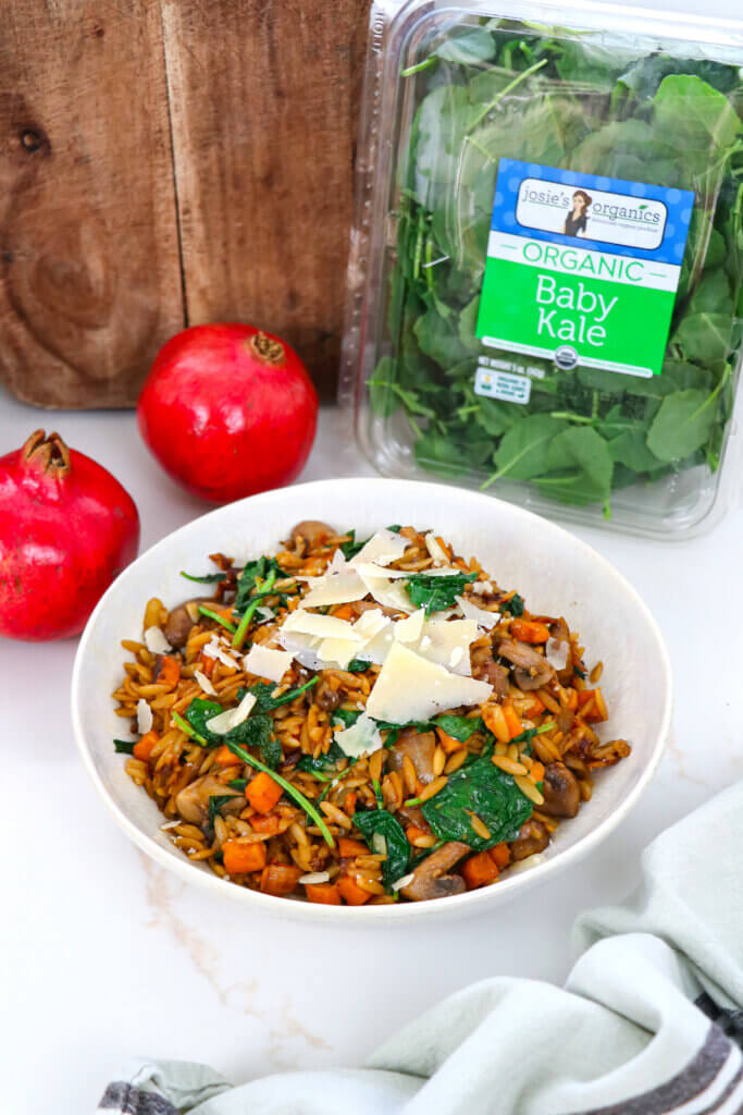 Crispy Orzo with Veggies & Kale
