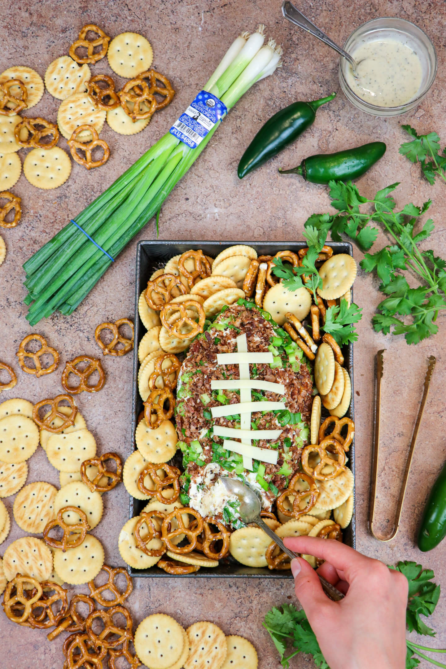 Jalapeño Popper Football Cheese Ball Appetizer