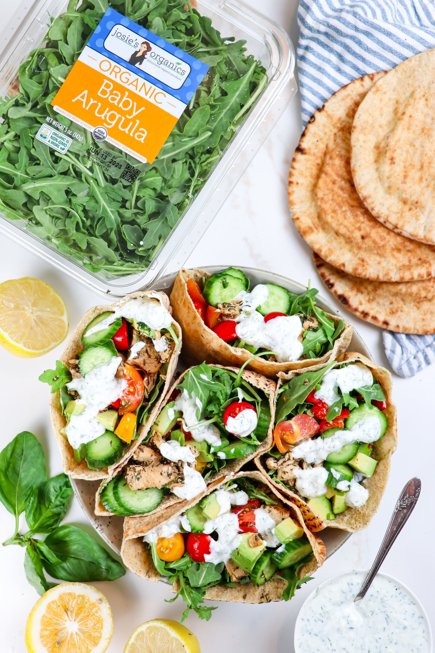 Rosemary Chicken & Arugula Pita Pockets