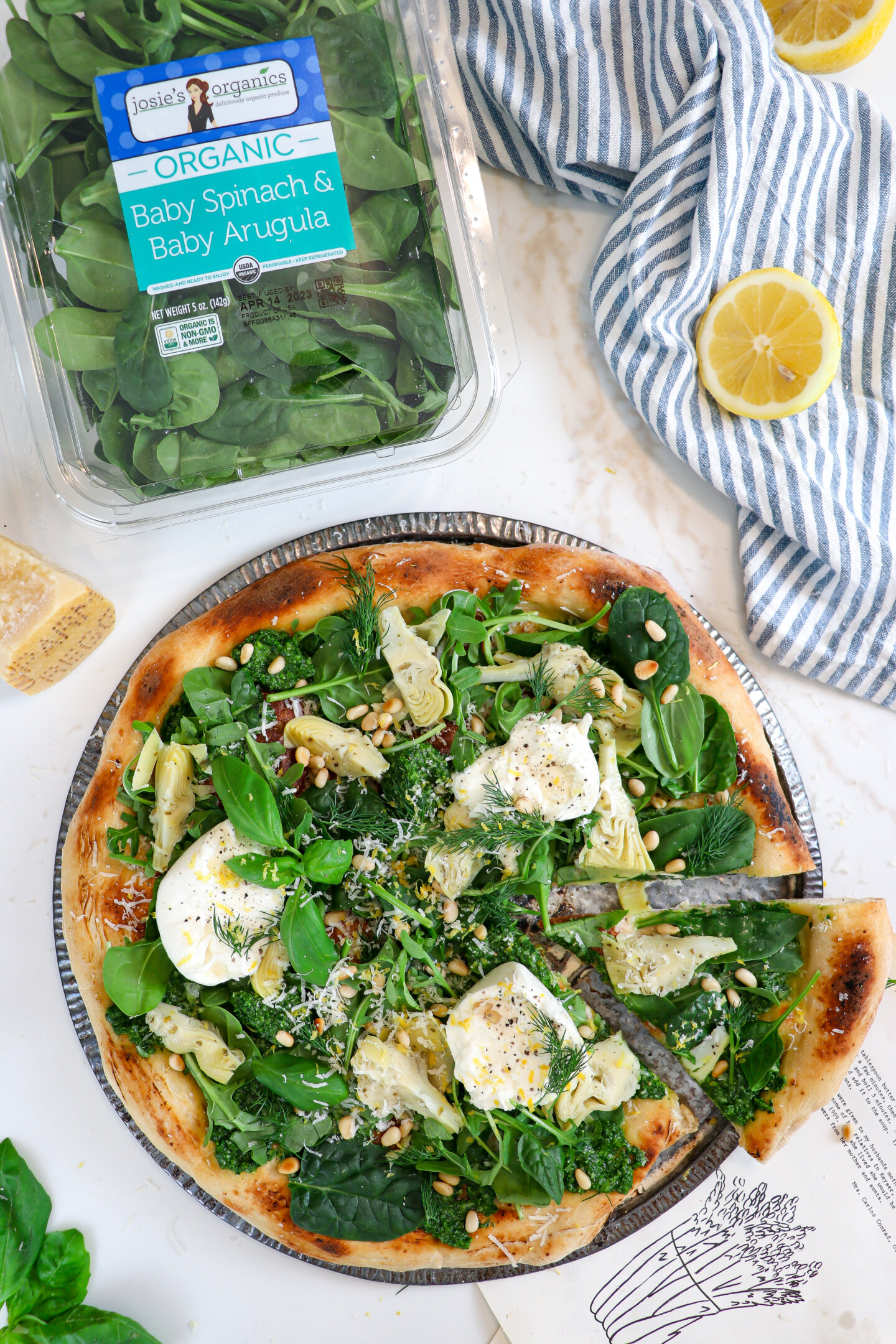Pesto & Burrata Spinach Pizza