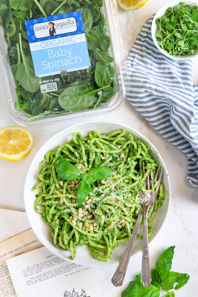Creamy Spinach Lemon Pesto Pasta