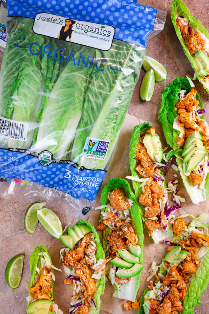 Buffalo Cauliflower Lettuce Tacos