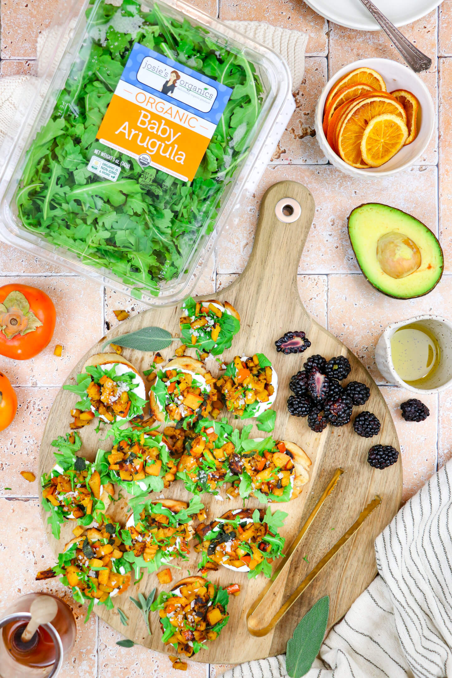 Butternut Squash, Arugula, & Whipped Ricotta Crostini