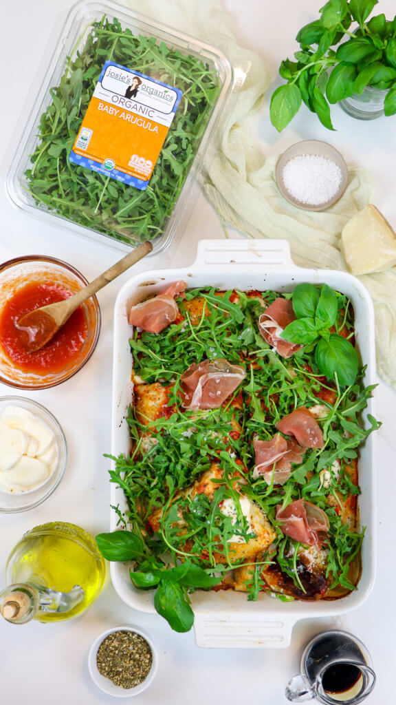 Family-Style, Arugula & Prosciutto Sheet Pan Pizza