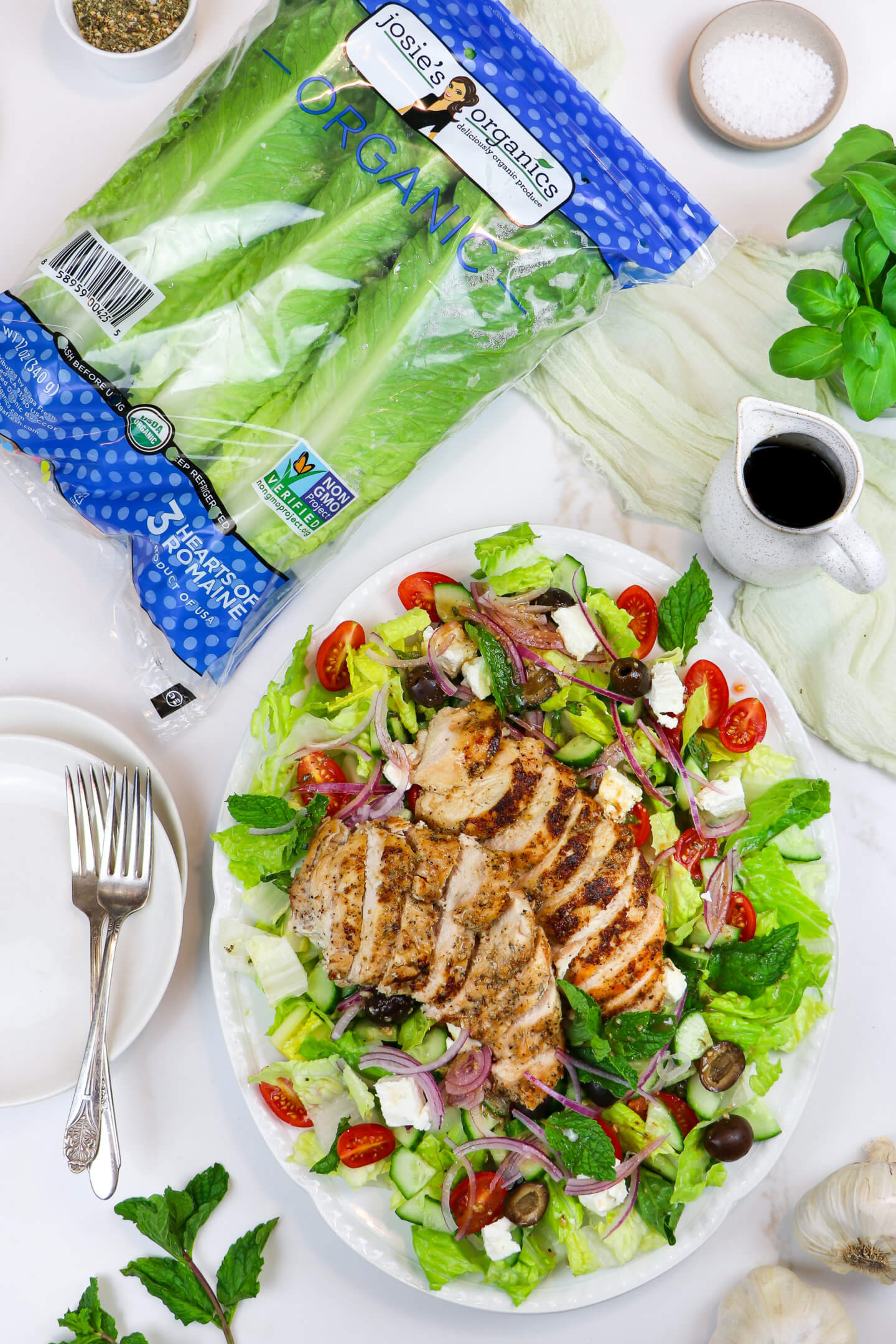 Greek Salad with Romaine & Chicken