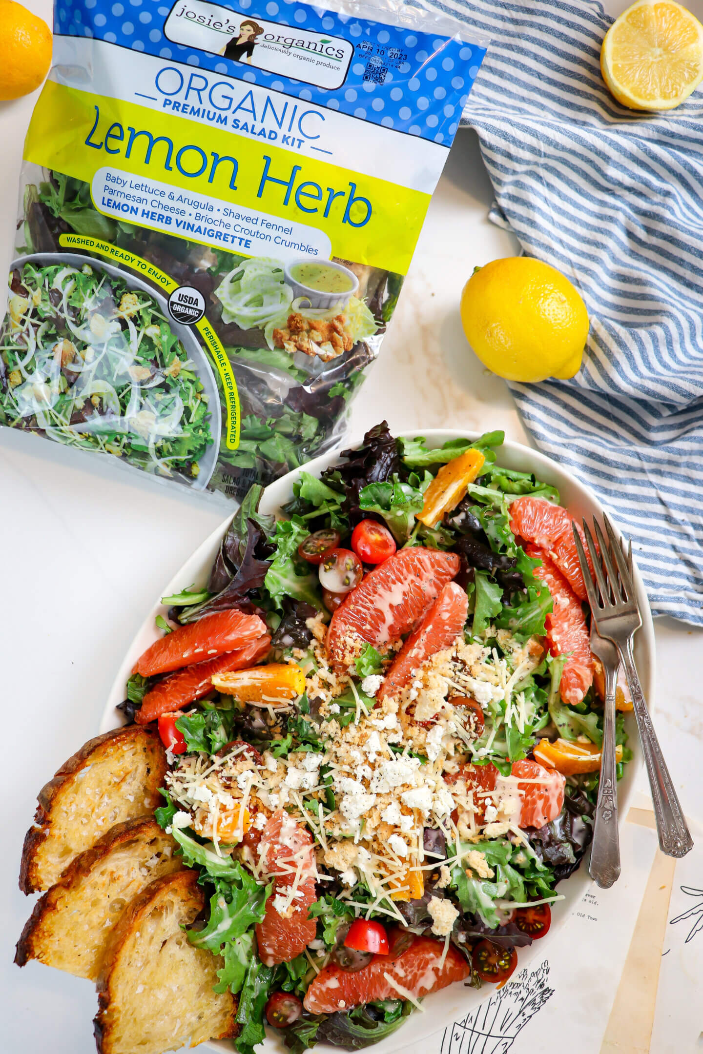 Citrus Lemon Herb Salad with Toasted Sourdough