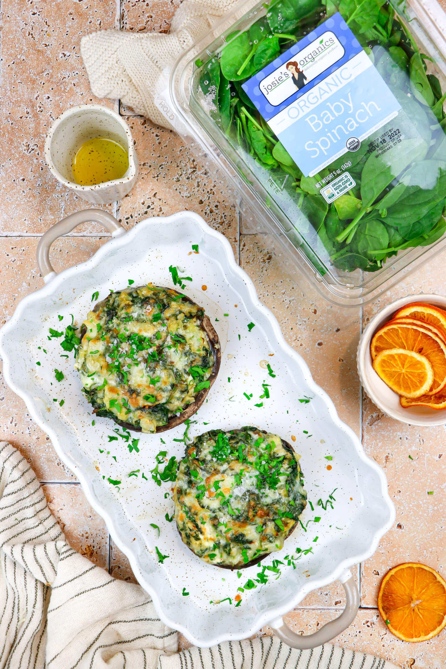 Spinach & Cheese Stuffed Portobello Mushrooms