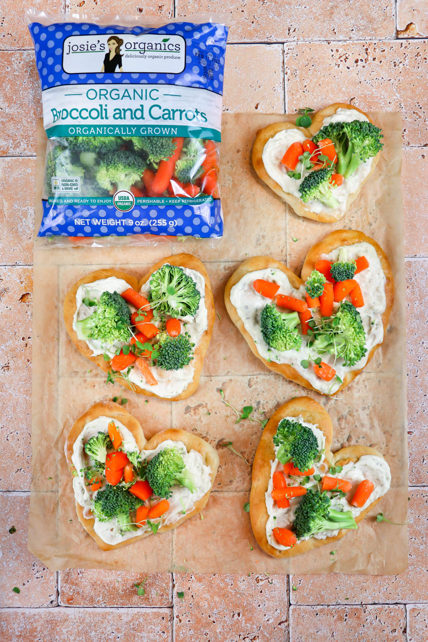 Heart-Shaped Veggie Pizzas