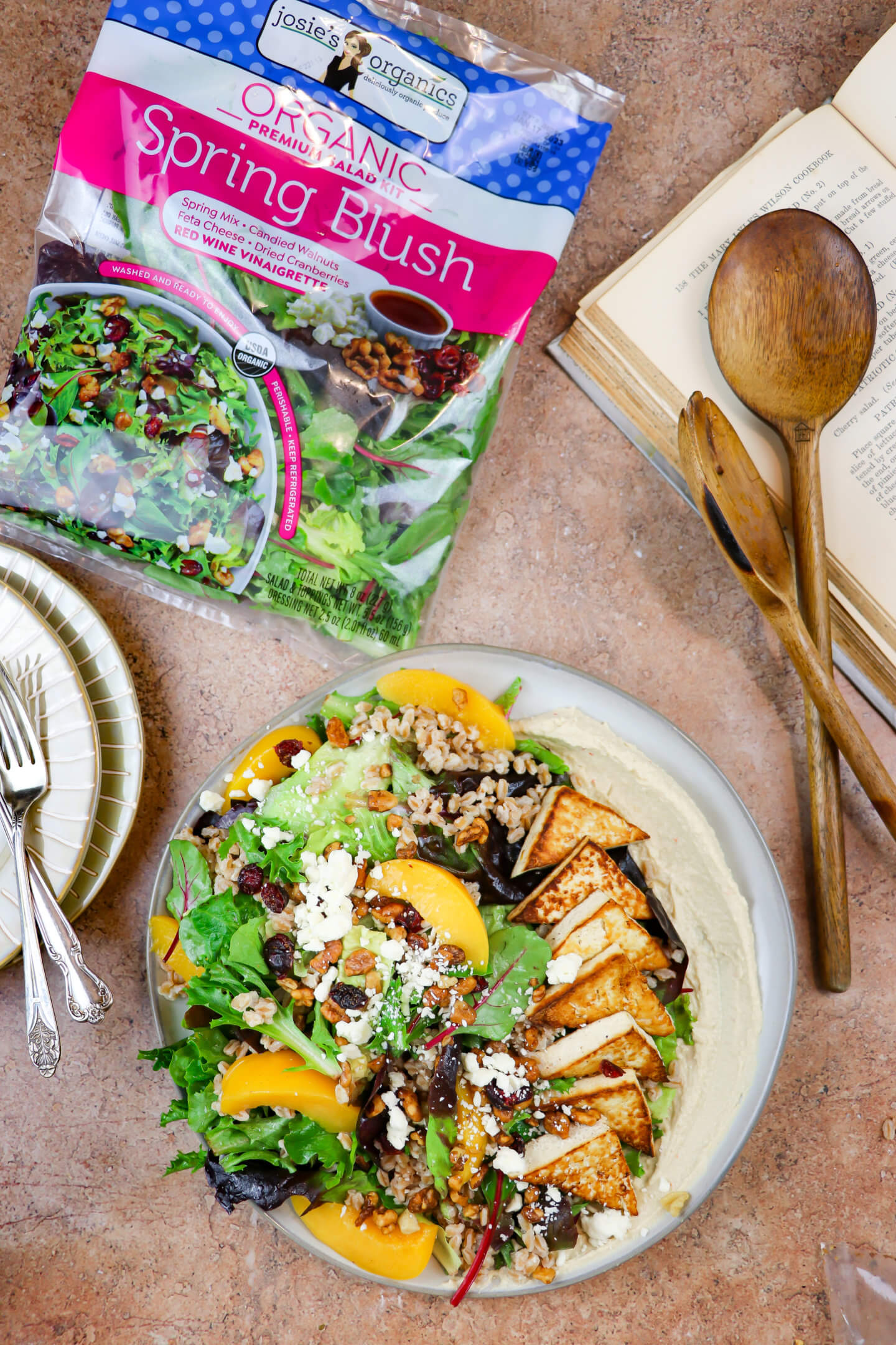 White Bean Hummus & Farro Spring Salad