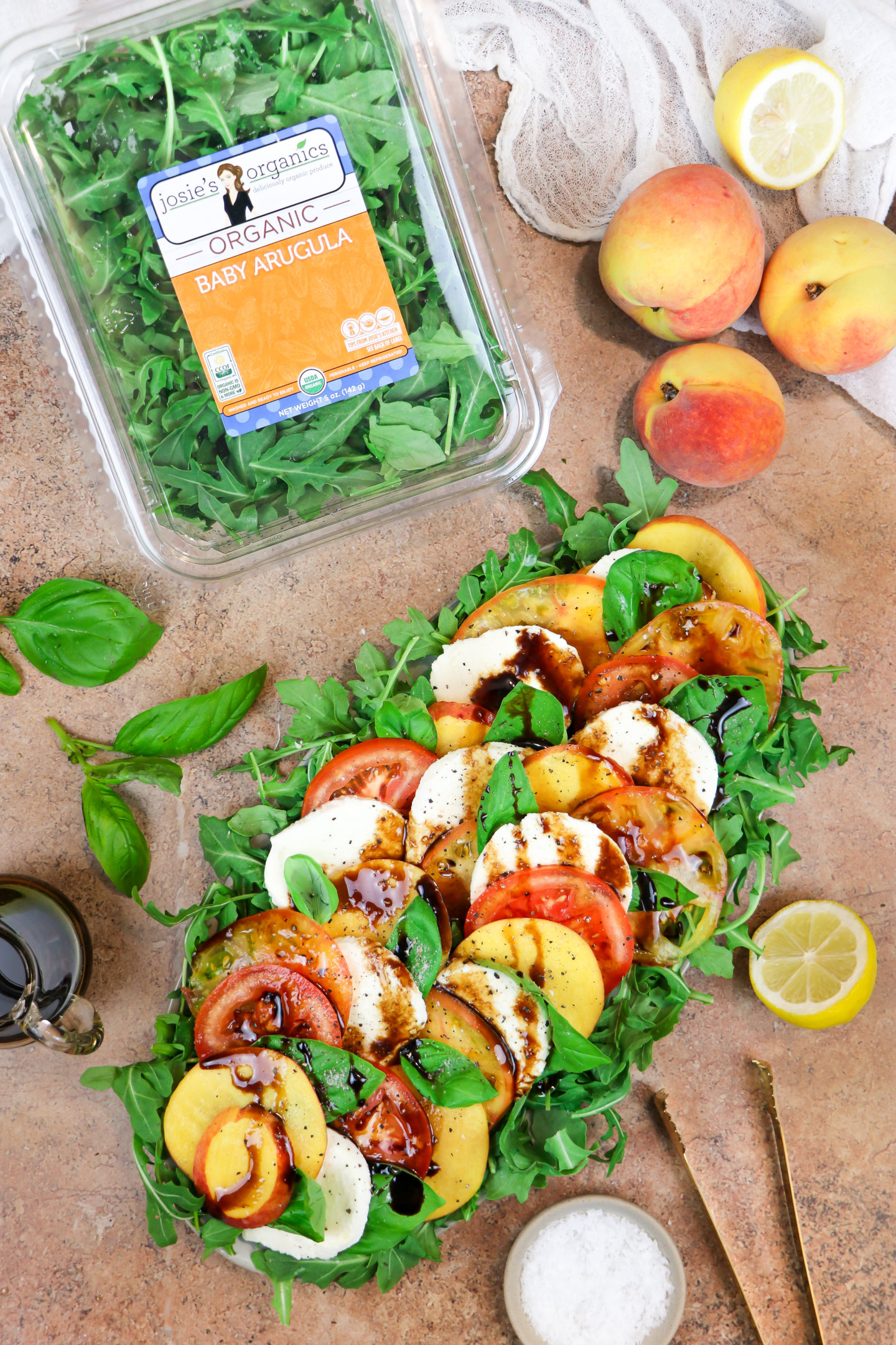 Peach & Arugula Caprese Salad