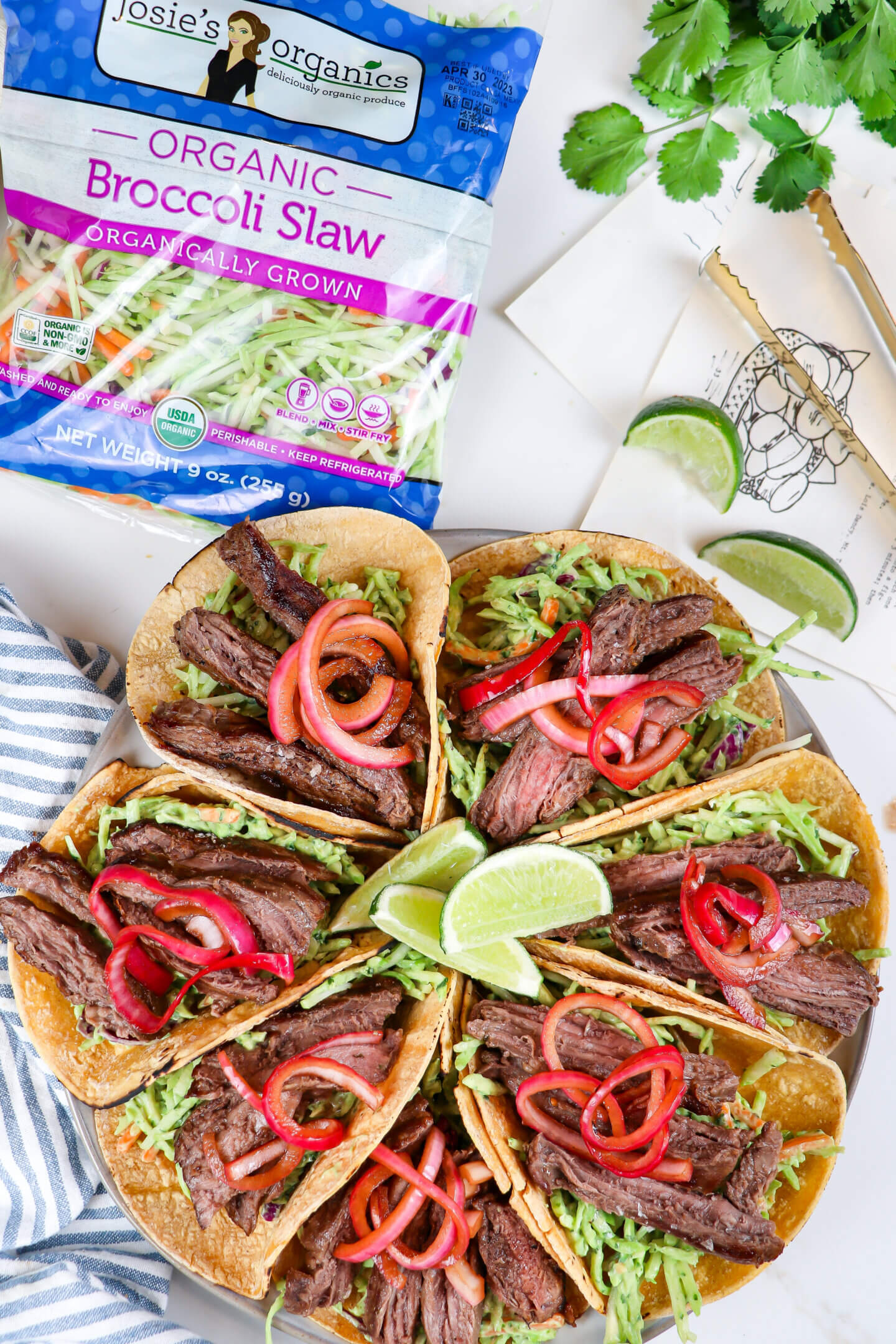 Steak Tacos with Creamy Avocado Broccoli Slaw